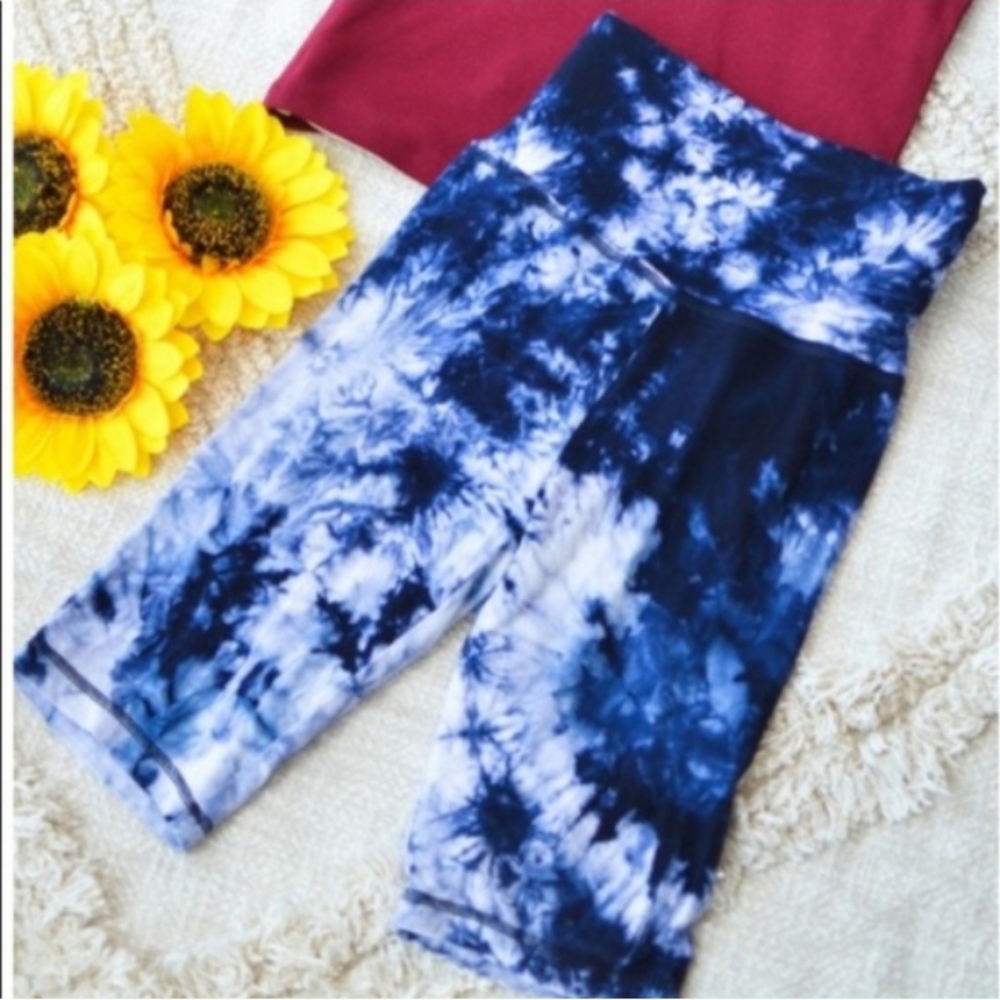 La Miel Tie Dye High Waist Bike Short Yoga Fitness Gym Activewear